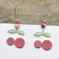 Newest design stainless steel hook earrings cute cherry drop earrings